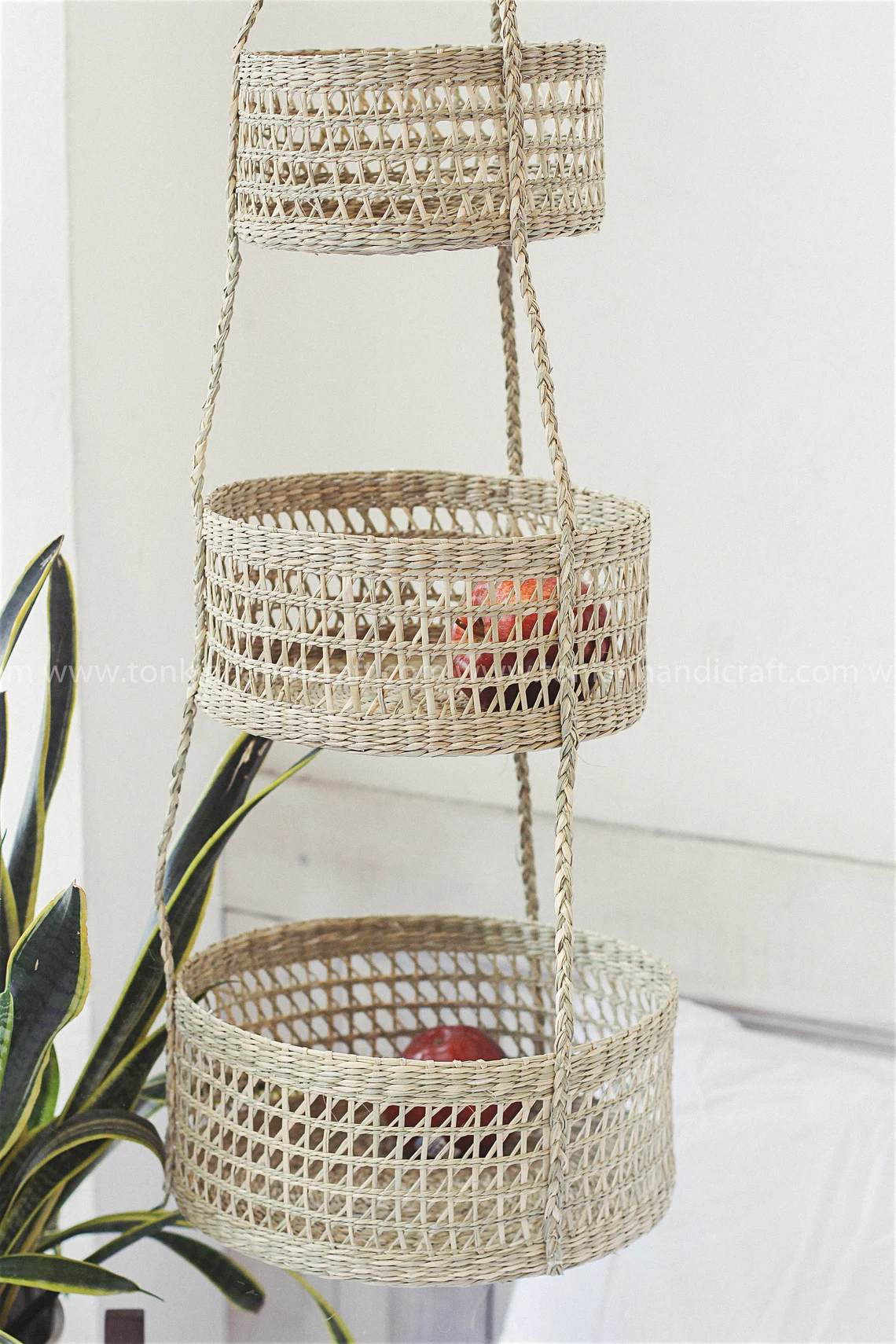 Tonkin Handicraft - Wholesale Basket - Seagrass Hanging fruit 3-tiers basket2