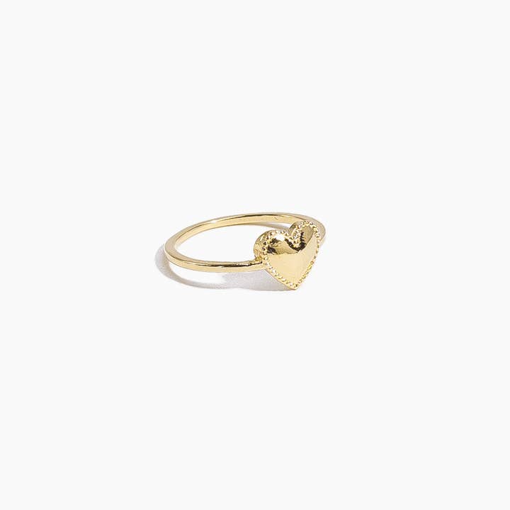18K Gold Plated Beaded Heart Ring for wholesale by Katie Dean
