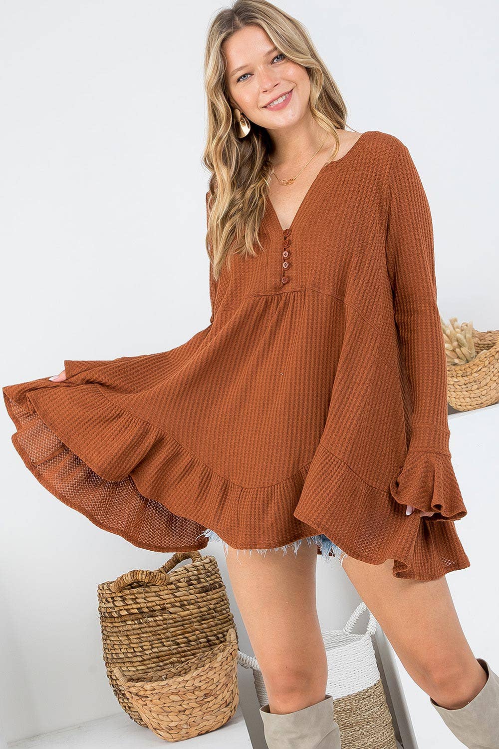 Sweet Lovely by Jen - Wholesale Tunic - Women's - SW275 - Waffle Knit Flare Top88