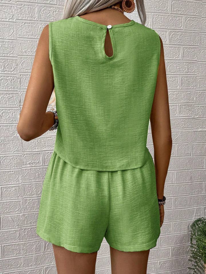 Lily Clothing - Wholesale Top & Pant Set (NOT Loungewear) - Women's - Solid color tank shorts fashion two-piece set18