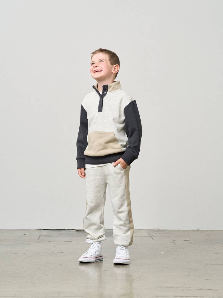 Little Bipsy - Wholesale Lounge Sweatpants/Joggers - Kids - Side Stripe Jogger - Stone Grey1