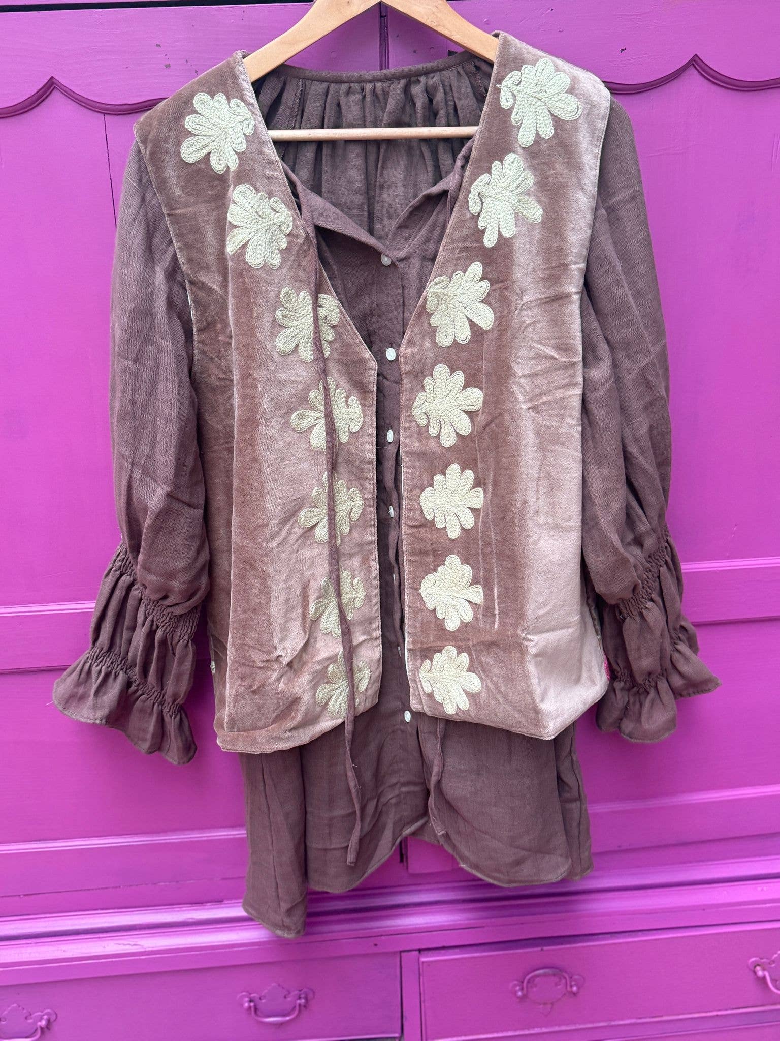 ToutVintage - Vendita all'ingrosso Camicetta - Donna - Blusa di cotone Marrone3