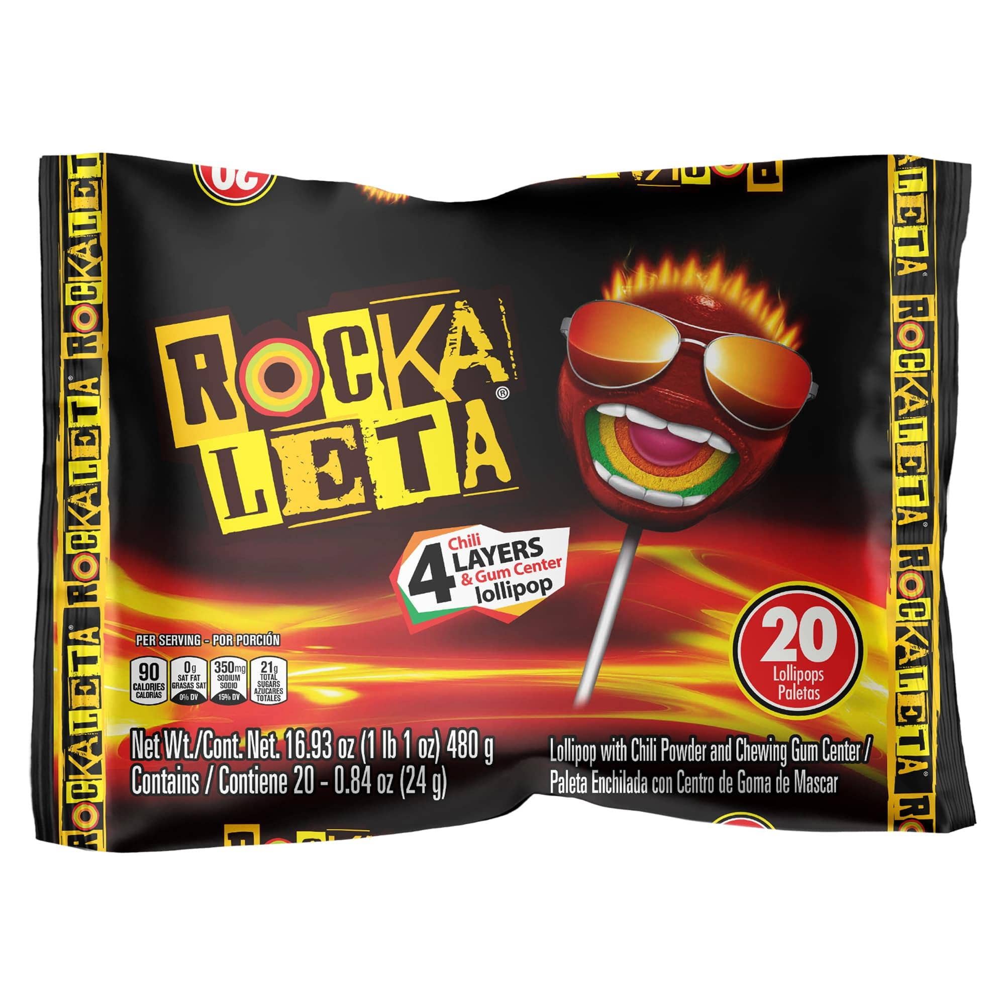 Long Island Candy Factory - Vendita all'ingrosso Lecca lecca - Sonrics Rockaleta - Sacchetto Spicy Lollipops, 20 pezzi, 0,84 once0