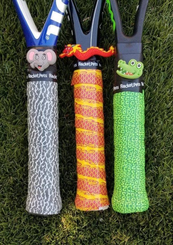 Racket Pets - Vendita all'ingrosso Accessori sportivi - Nastro overgrip da tennis Dragon Red e abbinato ammortizzatore2