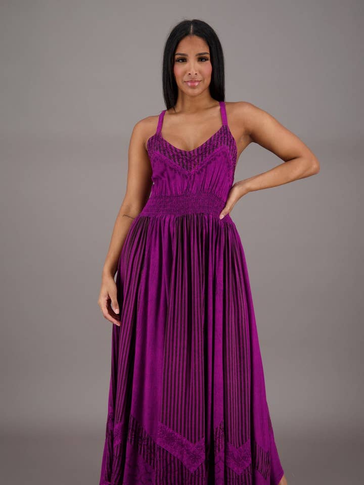 Regal Flair Acid Wash Maxi Dress ADL-24339 for wholesale by Advance Apparels