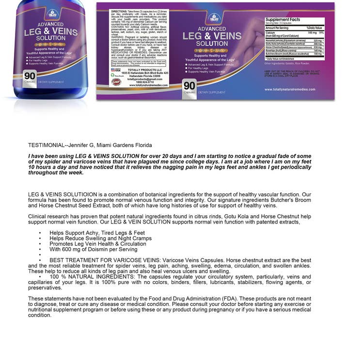Totally Products – Engroshandel Kosttilskud og vitaminer – Cirkulations- og veneløsning til sunde ben (90 kapsler)