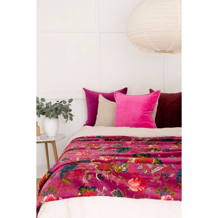 Linen Connections - Wholesale Throw blanket - Mexican Painter Velvet Throw - Pink2