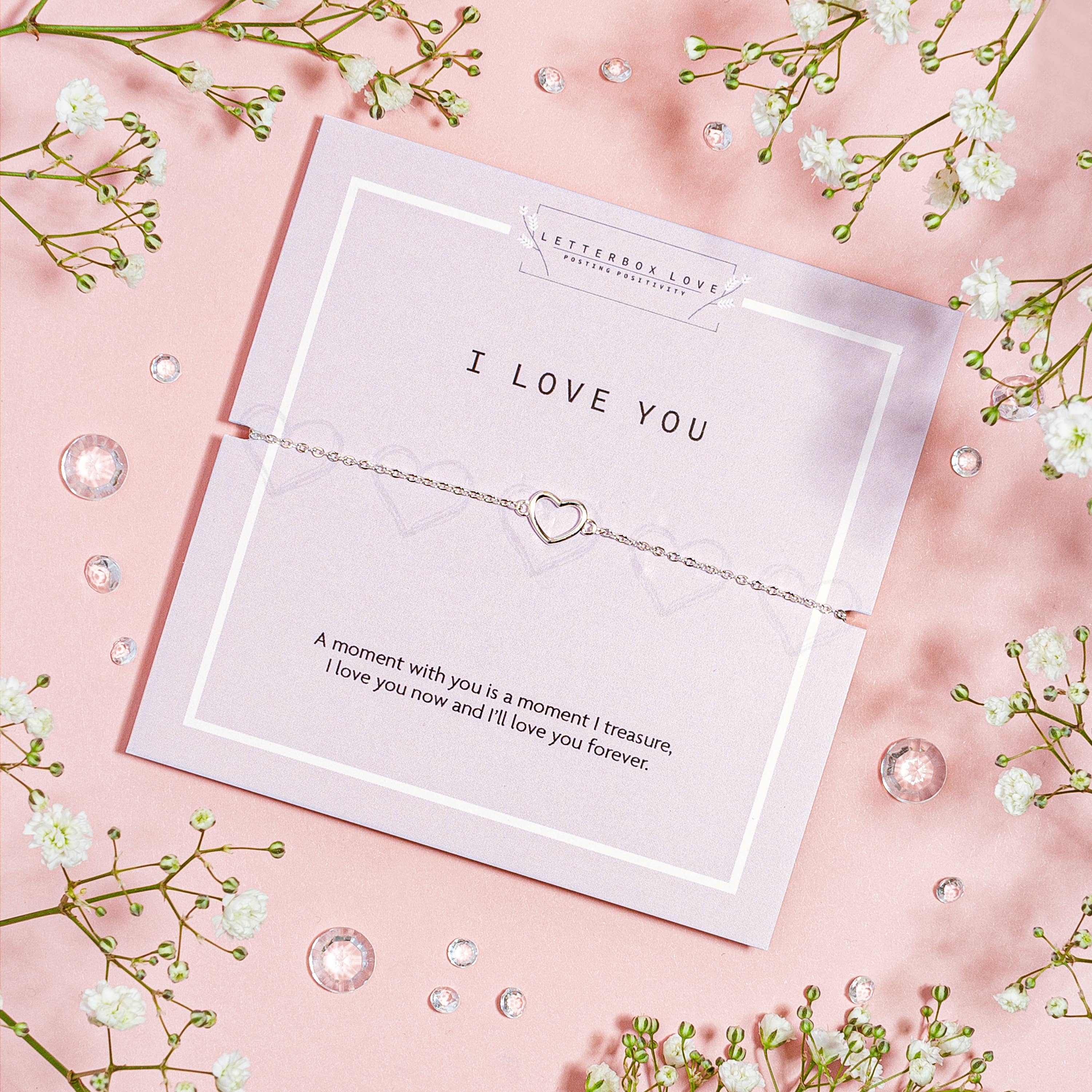 Letterbox Love Bracelets - Vente Bracelets à breloques/pendentifs - Bracelet en forme de cœur en argent I Love You0