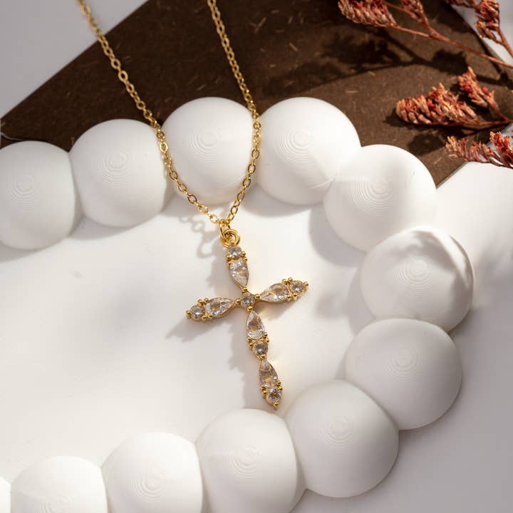 COSMOS - Wholesale Pendant/Charm Necklace - Stainless Steel Necklace Crystal & Brilliant Cross3