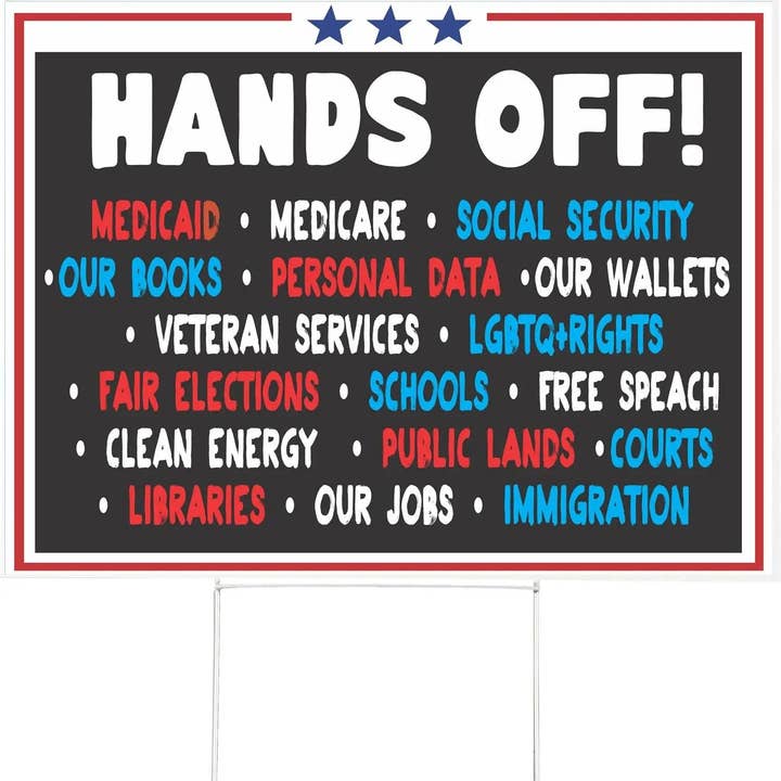 Hands Off - Political Yard Sign for wholesale by Humper Bumper