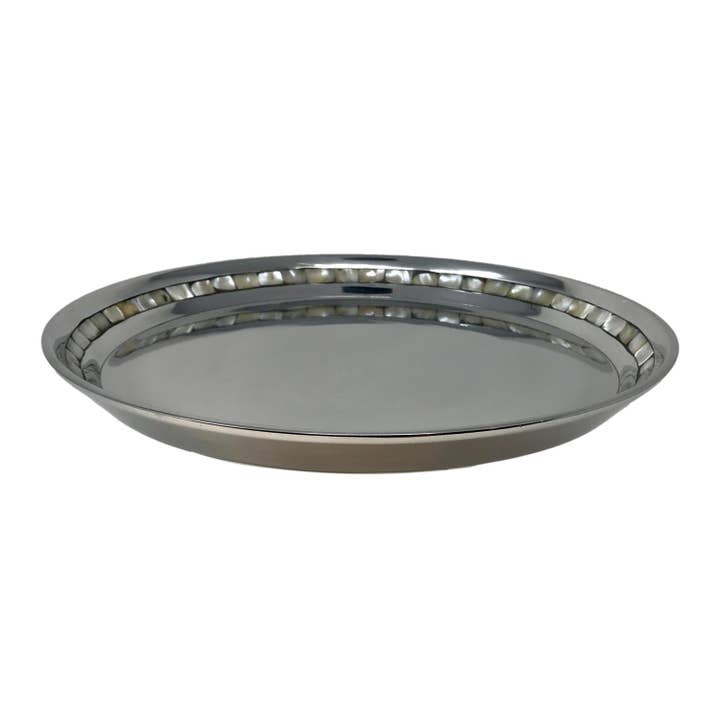 Wilco Home - Venta al por mayor Bandeja de servir - Bandeja de servir embutidos de aluminio con incrustaciones de nácar