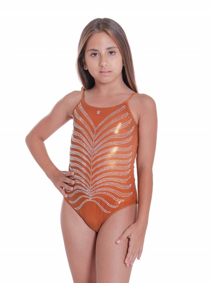 Bañador Mini de una pieza con estrás Hoja Beige para venta al por mayor de Pin-Up Stars