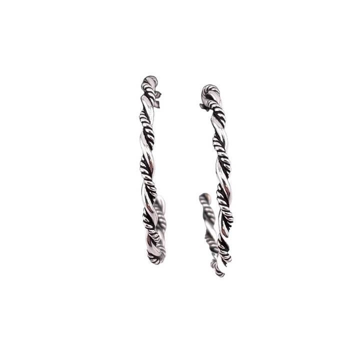 Rope Twist Hoop Post Earrings Sterling Silver Available From 30mm To 40mm for wholesale by Select Lines