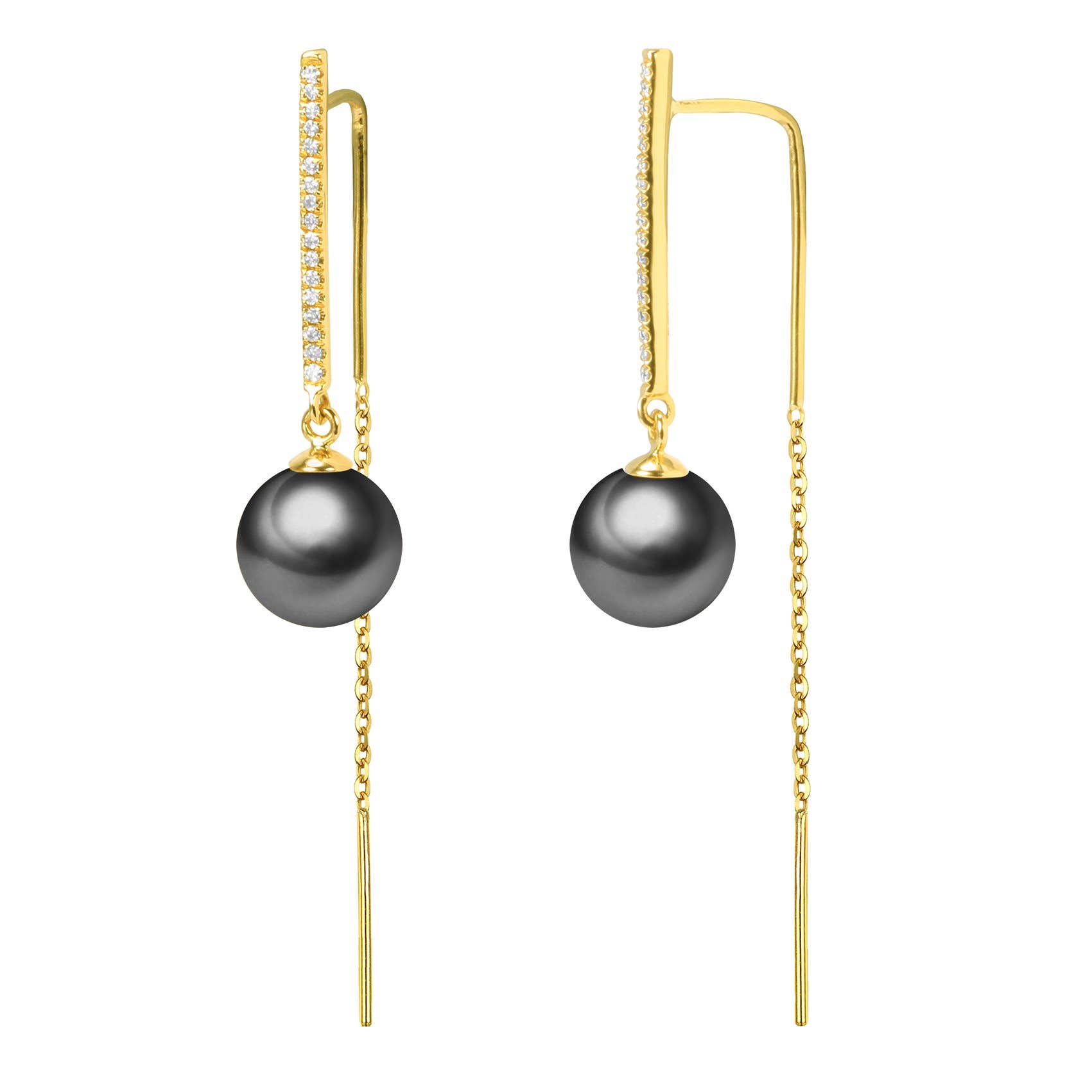 Timeless Pearl - Wholesale Dangle Earrings - G18k Diamonds Edison Pearl Threader Earrings6