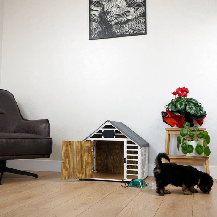 Ultimate Premium Products - Wholesale Bird House - White Pentagon Rustic Wood and Metal Dog House