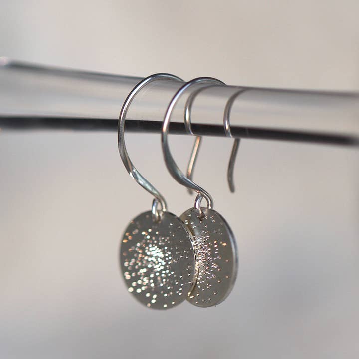 Christina Kober Designs - Wholesale Dangle Earrings - COIN EARRINGS diamond dusted | drop circle dangle earrings8