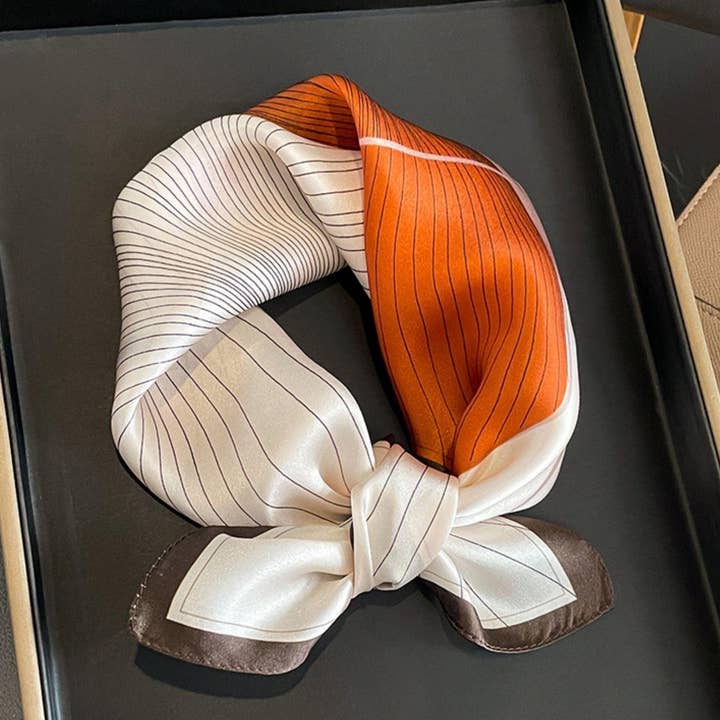 2023 Striped Pattern Silk Scarf/100% mulberry Silk Scarf/Silk hair scarf/Silk neck scarf/Silk bandana/Bag Accessory/Gift for her for wholesale by SueSilkHK