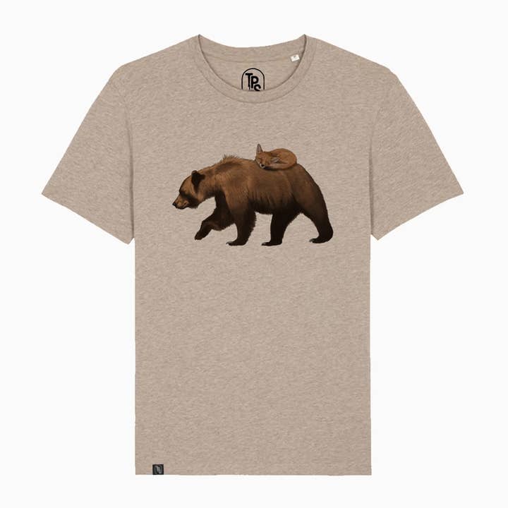 T-shirt in cotone biologico Bear & Fox per la vendita all'ingrosso da parte di Tiny Print Shop