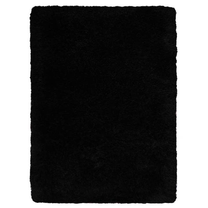 Hand Tufted Solid Black Shag Area Rug in Polyester for wholesale by Get My Rugs