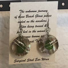 Essence of Fire & Sea - Wholesale Dangle Earrings - Beach Glass / Sea Glass on Abalone Earrings7