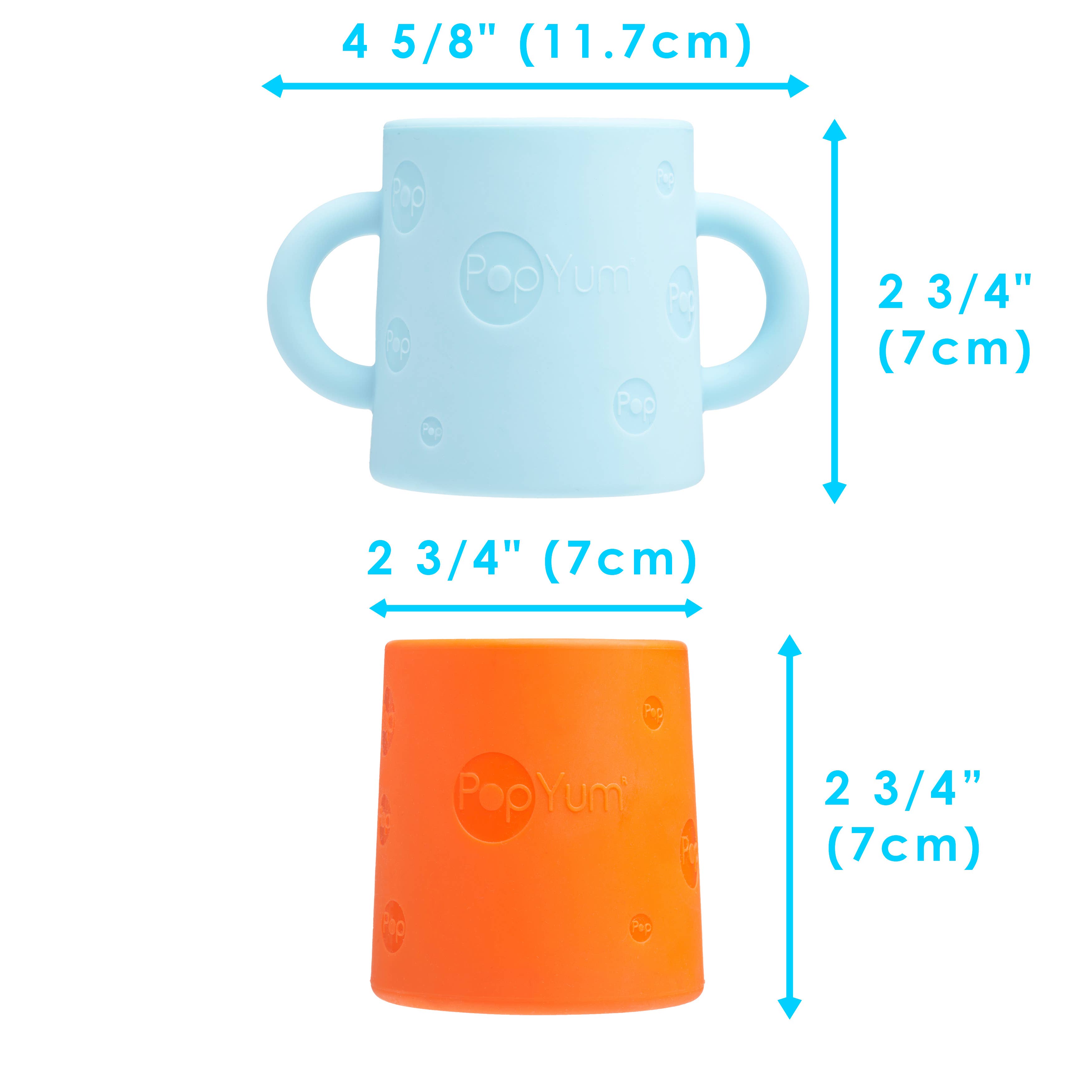 PopYum - Wholesale Drinking Glass/Cup - Kids & Baby - PopYum Silicone Training Cup 2-Pack (sky blue and orange)6