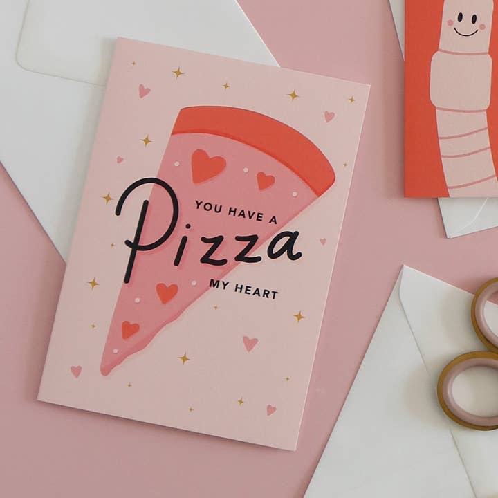 Pizza My Heart Greeting Card | Funny Love Card for wholesale by Stay Soft Co