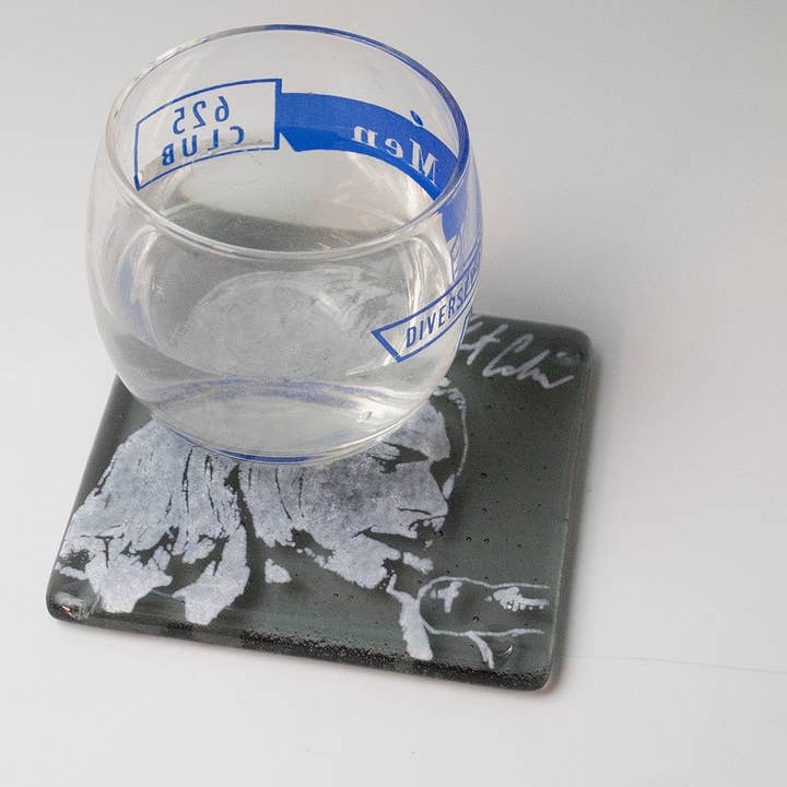 Kiku Handmade | Contemporary Fused Glass Home Goods - Wholesale Coasters - Kurt Cobain Fused Glass 4" Single Coaster1
