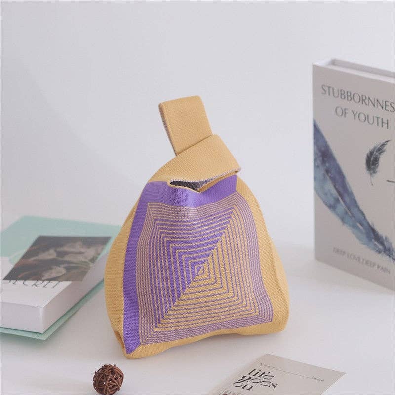 FurDecoration – Sacola - Mulher por atacado – Bolsa de pulso de malha pequena com abertura de cor de contraste suave5