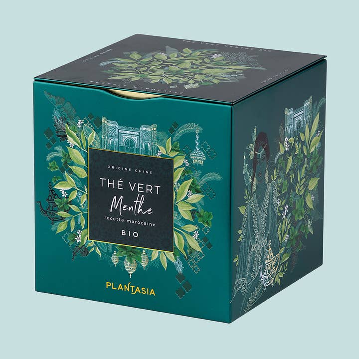 Organic Mint Green Tea* - Metal Cube 24 bags for wholesale by PROVENCE D'ANTAN