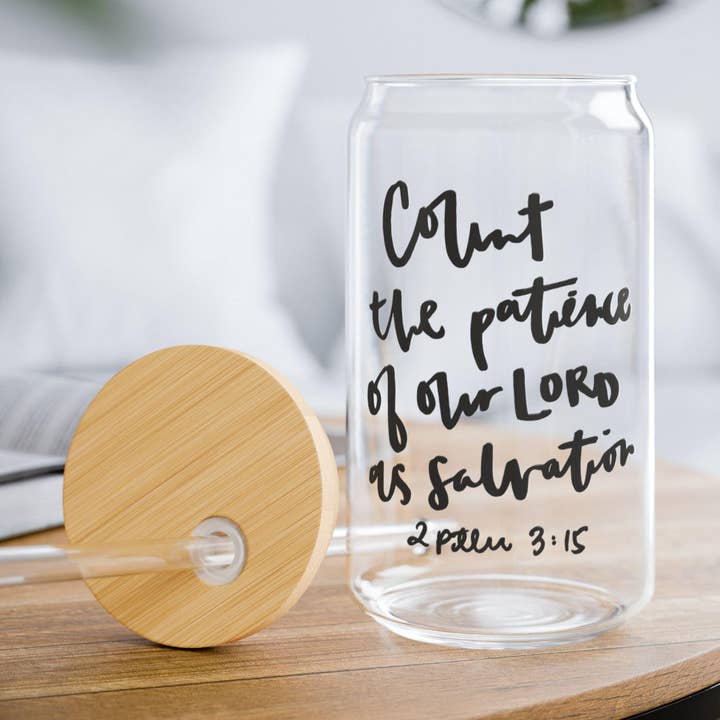 Inspirational Bible Verse Sipper Glass 16oz for wholesale by Seeds of Truth Designs