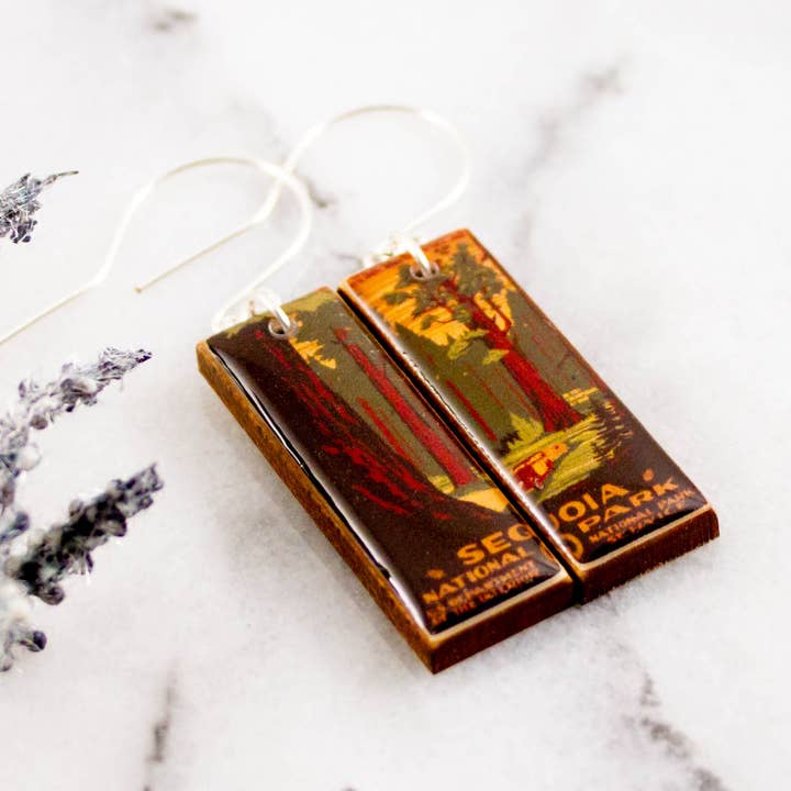 Sequoia National Park California Vintage Travel Earrings for wholesale by No Man's Land