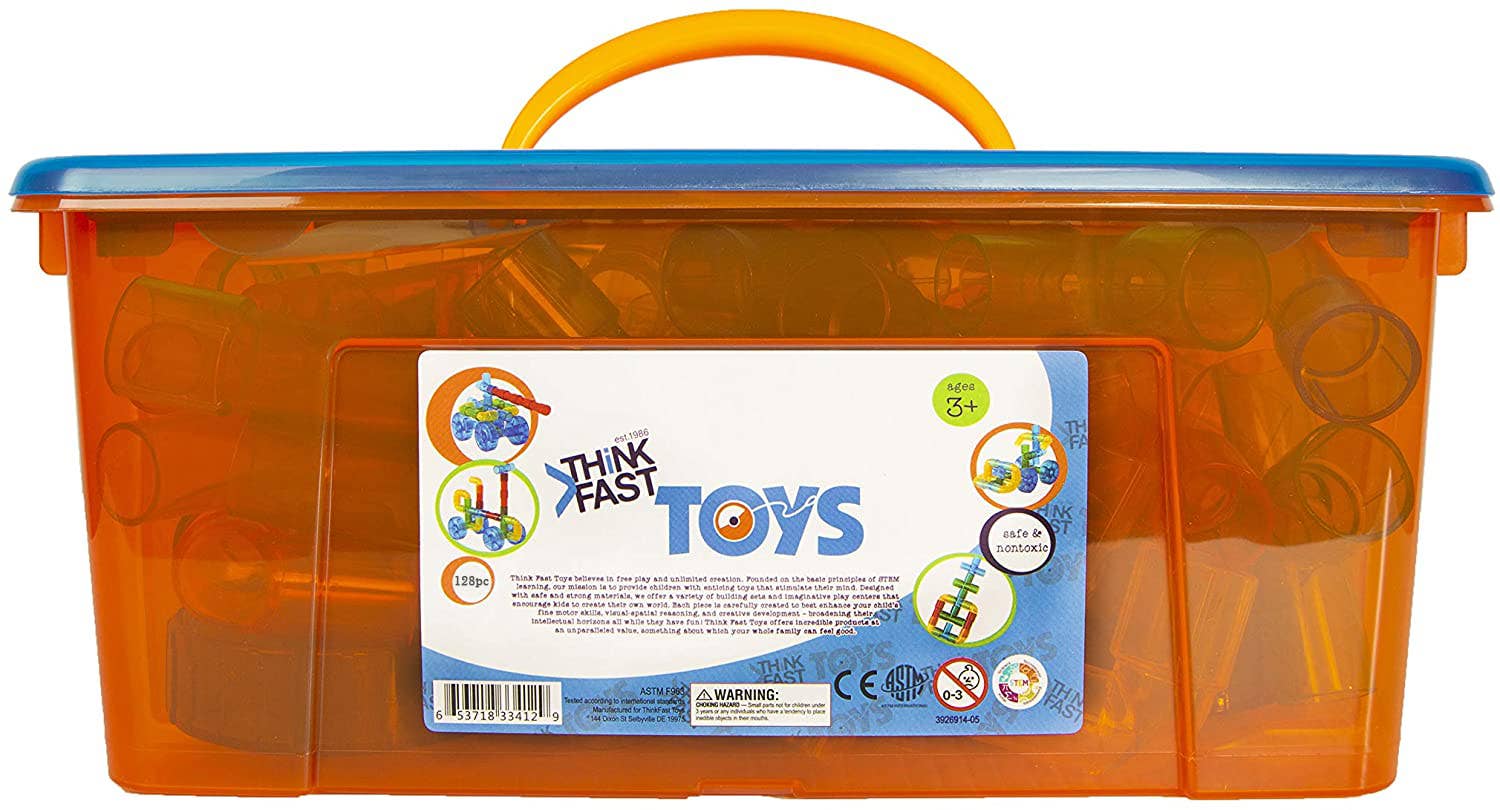 Think Fast Toys – wholesale Toy set – Kids – Think Fast Toys- Translucent Plastic Tube Set (128 Pieces)1