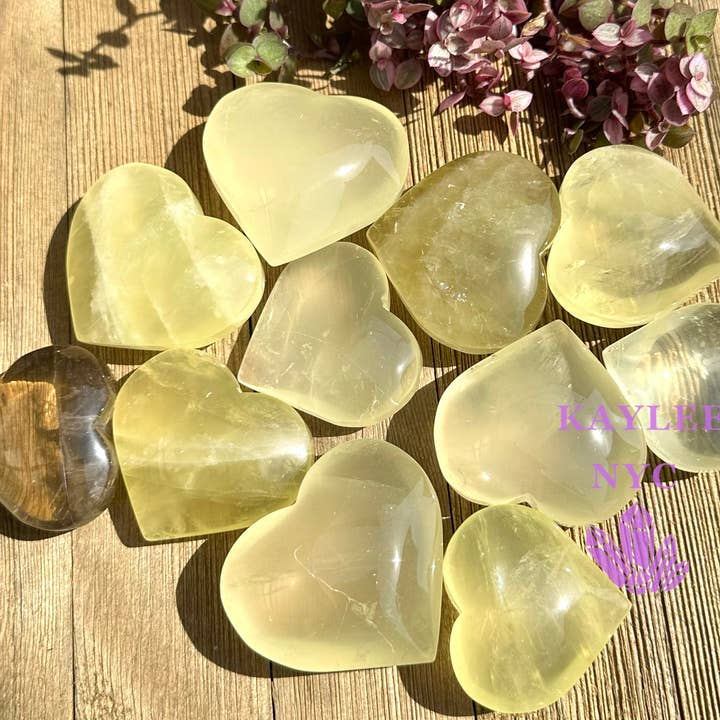 KayleeNYC - Wholesale Spiritual Stone/Crystal - 2 lb Natural Lemon Quartz Heart Crystal Heart Healing Energy