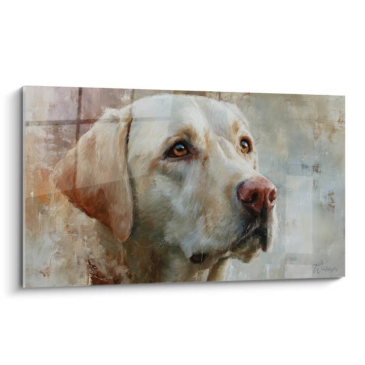 Portrait Painting of a White Labrador with Amber Eyes - Tender Gaze - Labrador Retriever Painting Edition for wholesale by Walensky