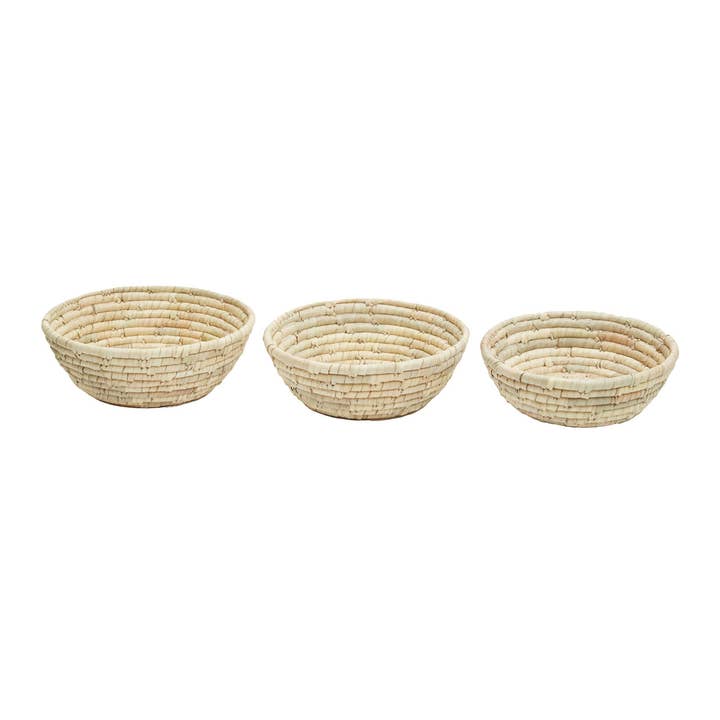Set of Three Palm Leaf Baskets for wholesale by Interiors by Premier