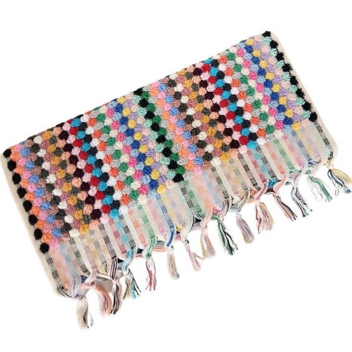 Rainbow Pom Pom Hand Towel - Turkish Cotton Colorful Soft for wholesale by Citizens Of The Beach