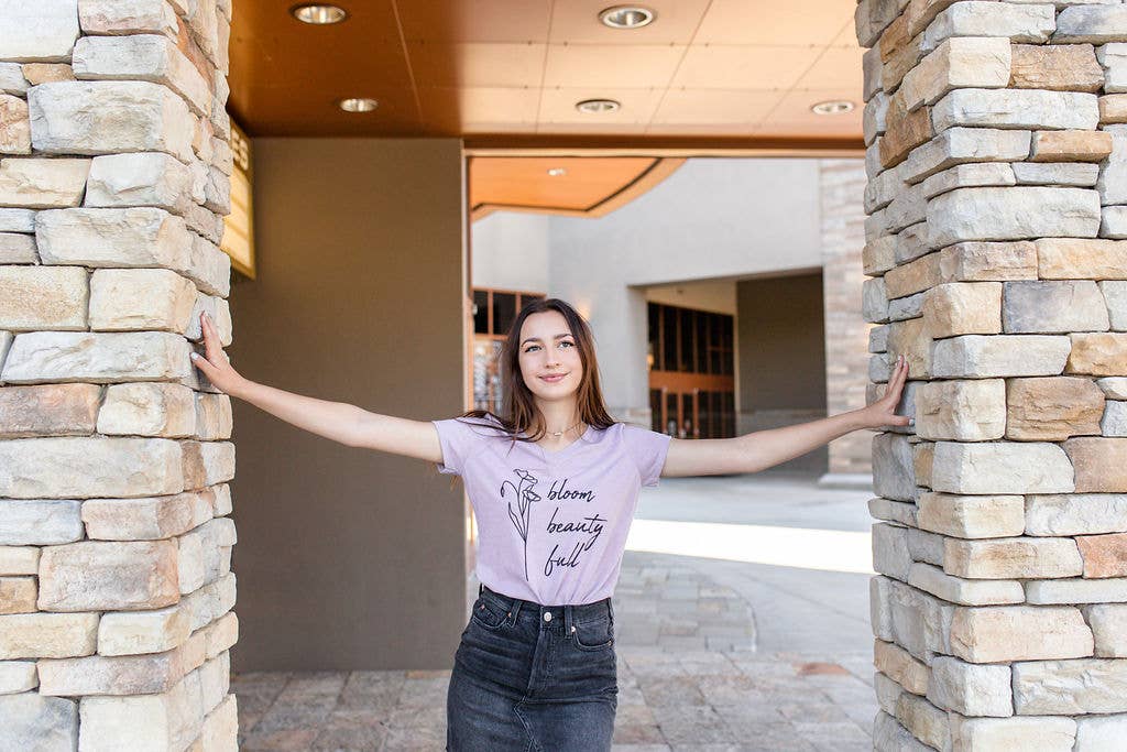 Hello Beauty Full & Co. - Wholesale Screen Printed T-Shirt - Women's - Graphic V neck T-Shirts for Women, Inspirational2