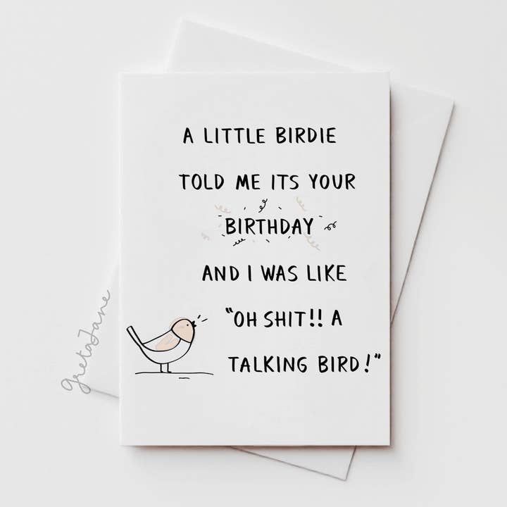 Little Birdie // Funny Birthday Greeting Card for wholesale by Greta Jane