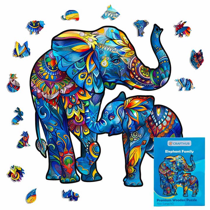 Crafthub - Wholesale Puzzle - Kids - Elephant Family - Jigsaw Puzzle1