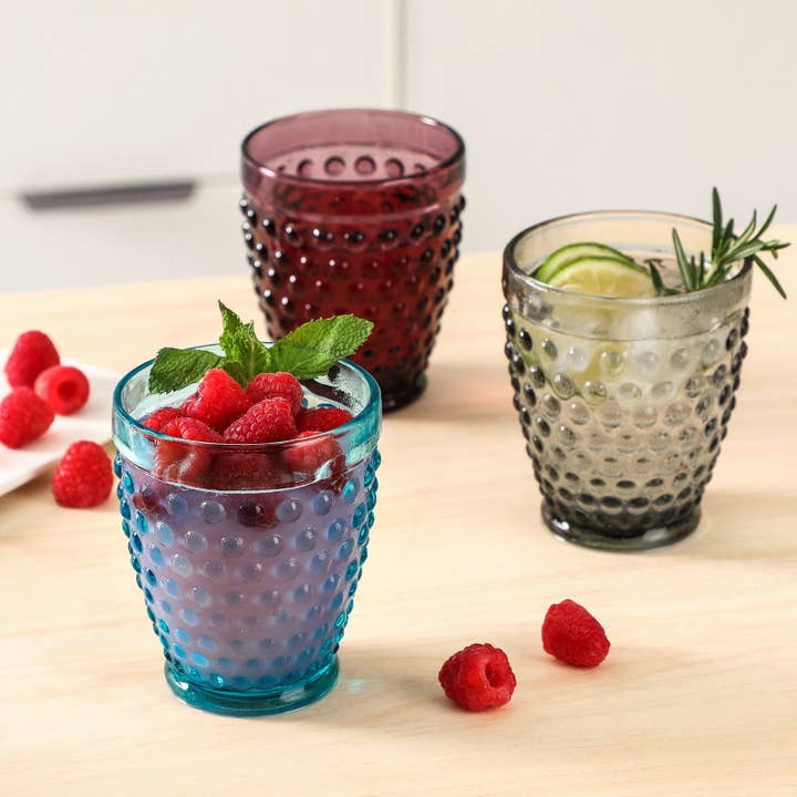 Everest Global - Wholesale Drinking Glass/Cup - Hobnail Colorful Water Tumbler Glasses set of 6