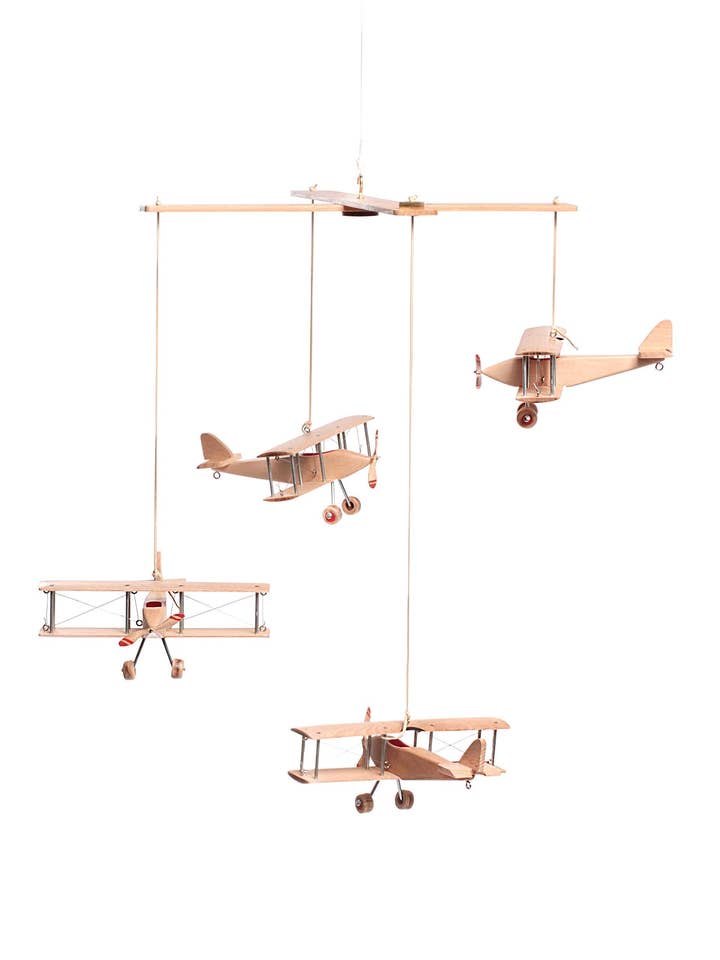 Hanging Airplane Mobile Children Kid Room Nursery Fly Vintage Decor Natural Wood for wholesale by Cape Fish Cards & Souvenirs