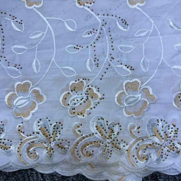 City Fabrics – wholesale Fabric – High Class Swiss Lace - White & Gold1