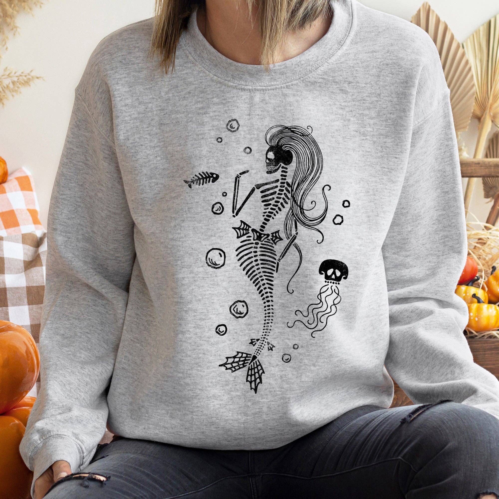 Refinery Number One LLC – wholesale Sweatshirt med tryck - Dam – Sjöjungfru Skelett Jelly Fish Tröja1