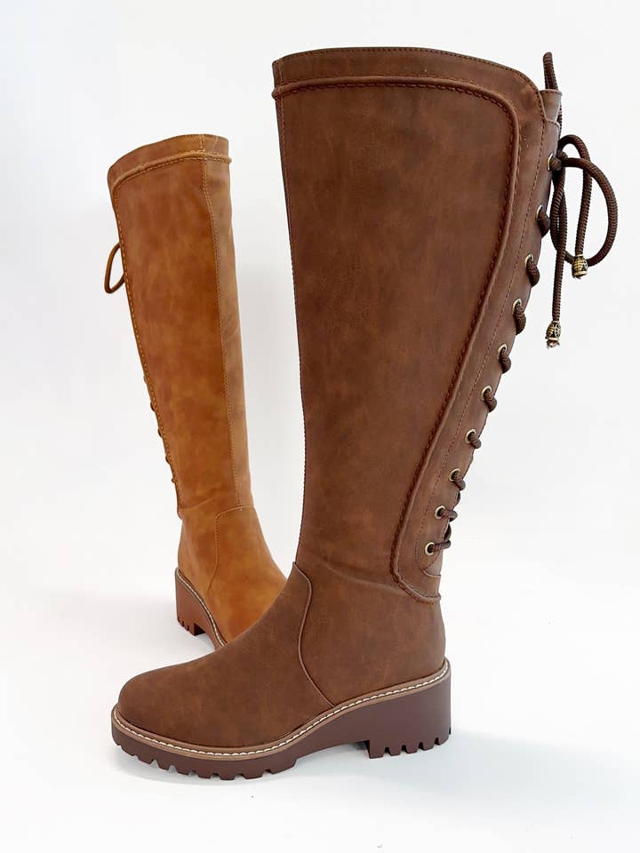 CCOCCI - Wholesale Boots - Women's - AGENDA-24 LACE-UP BACK DESIGN COMBAT TALL BOOTS