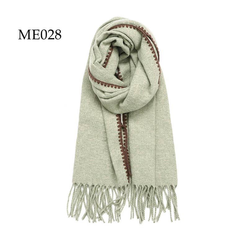 Adorro - Wholesale Scarf - Women's - Soft Crochet Trim Weaved Knit Oblong Fleece Scarf (8 colors)5