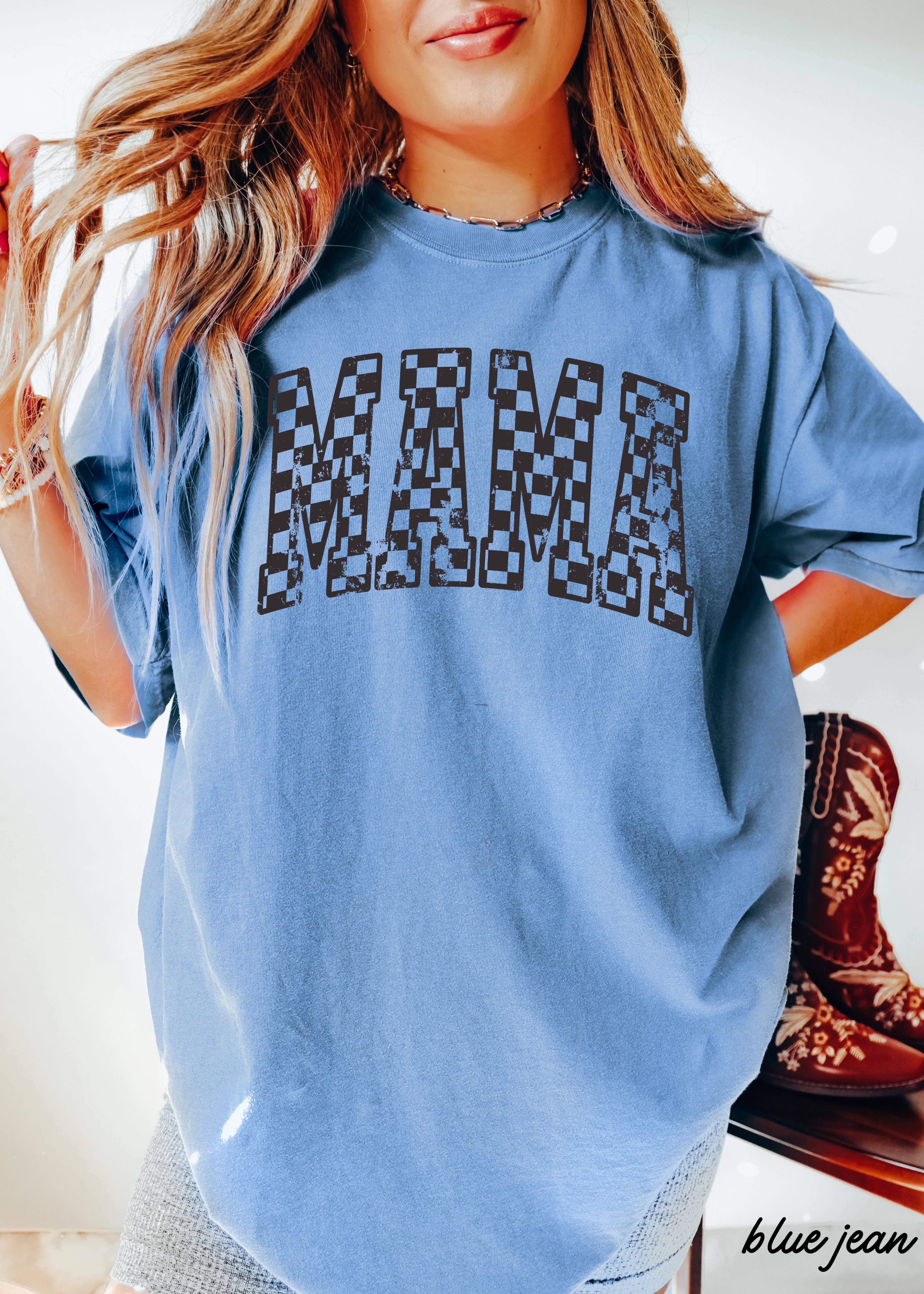 Chloe Vs Tank - Wholesale Screen Printed T-Shirt - Unisex - Mama Outline Checkered Tee *12 Colors (S-3X)13