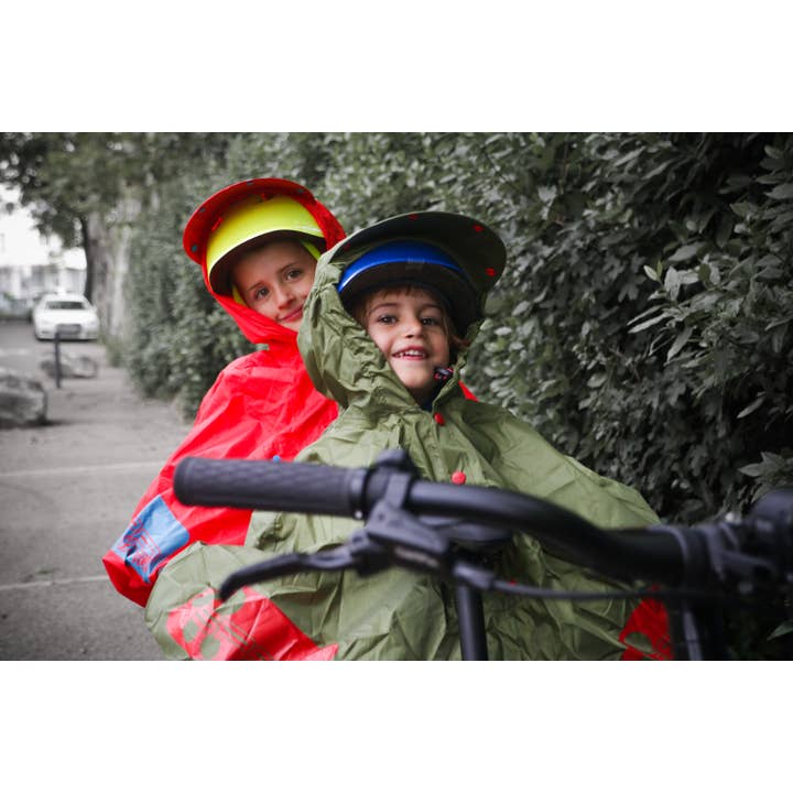 Petrolblau/retroreflektierendes Rot FULAP JR Mehrzweck-Fahrradponcho für Kinder, 1—12 Jahre, Blau für den Großhandel auf Faire7