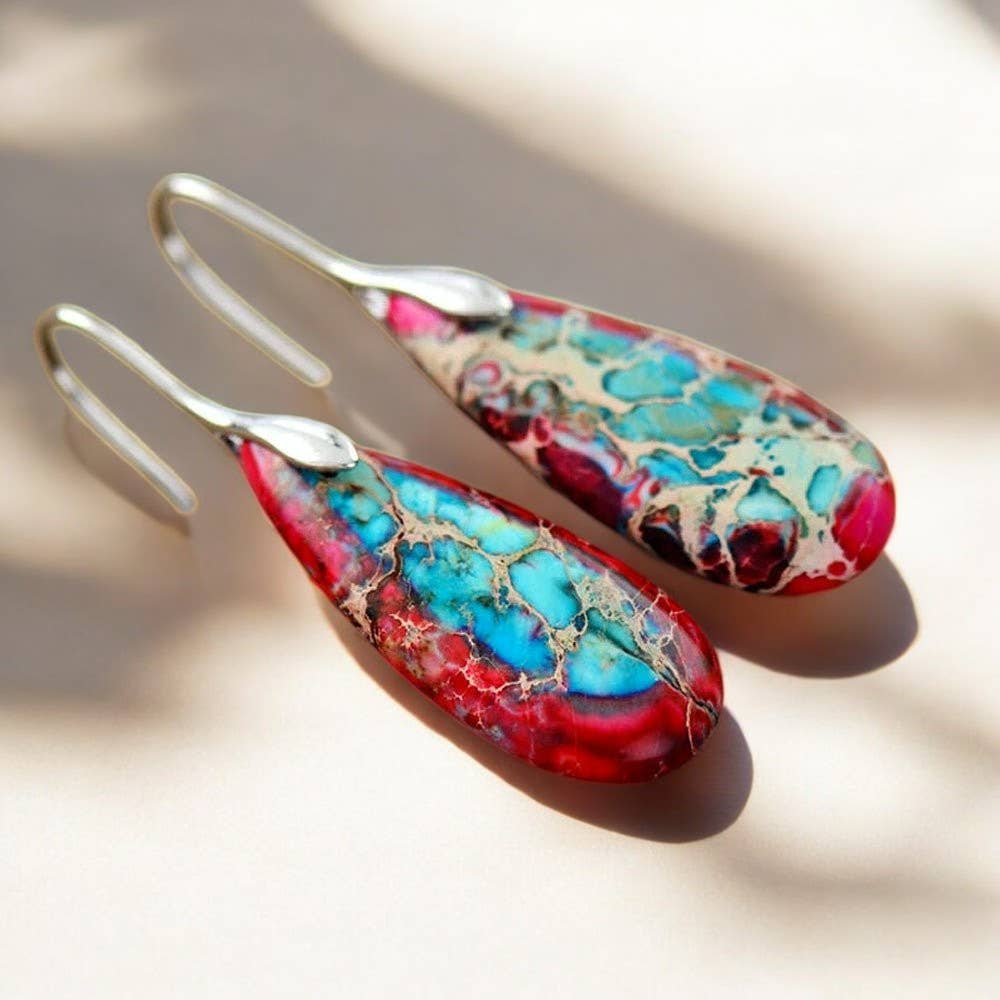 Cape Diablo - Wholesale Dangle Earrings - Imperial Jasper Teardrop Earrings4