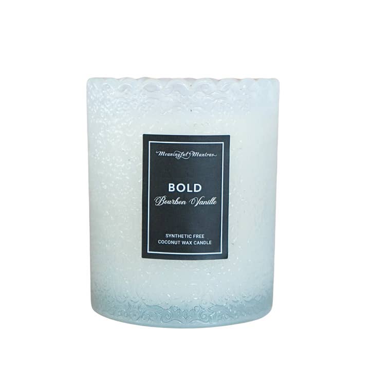 Meaningful Mantras - Wholesale Jar/Filled Candle - Bold Bourbon Vanille Natural Candle 8oz Kaia