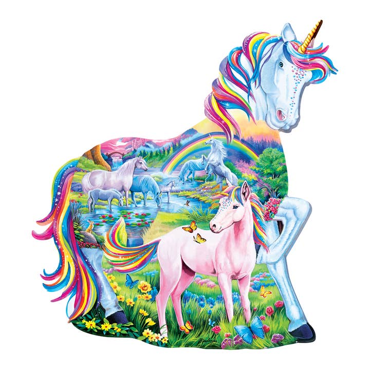 Masterpieces Puzzles - Wholesale Puzzle - Kids - Unicorn Family - 100 Piece Shaped Puzzle